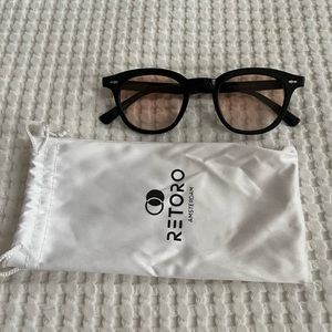 Black Round Frames with Peach Gradient Lenses